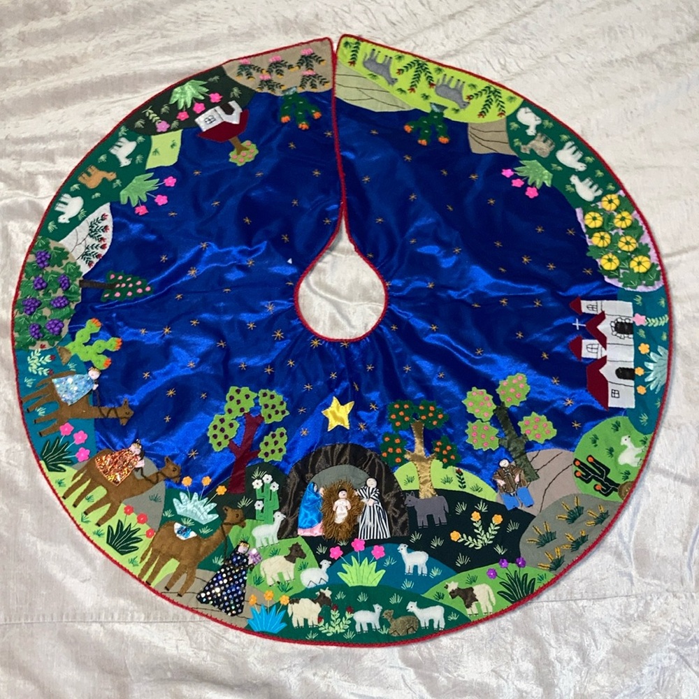 Peru Handmade CIAP Christmas Nativity Tree Skirt